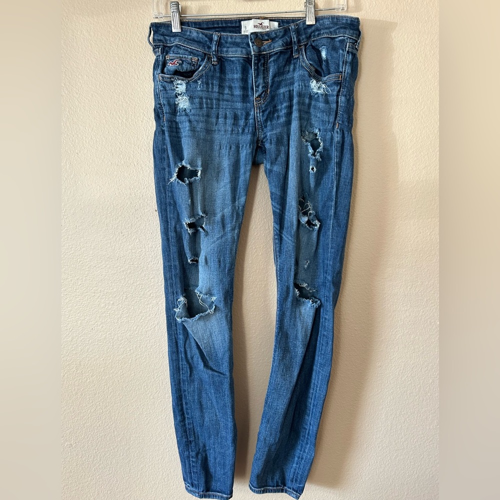 Hollister Women's 29 x 29 Blue Denim Mid Rise Super Distressed Jeans Size 9